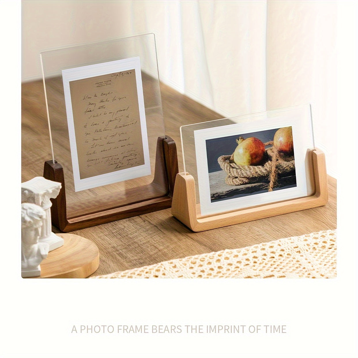 Modern Minimalist Desk Display Frame for Photos - Acrylic Wood Design