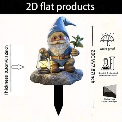Garden Gnome Stake | Acrylic Material | Weather Resistant | Lawn and Flowerpot Decoration