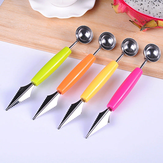 Dual-Function Fruit Scoop and Carving Tool