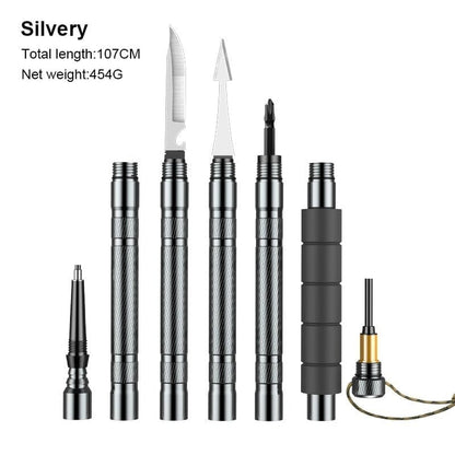 Aluminum Trekking Pole with Survival Tools | Adjustable Up to 106 cm | Shock-Absorbing Tip | Includes Camouflage Carry Bag