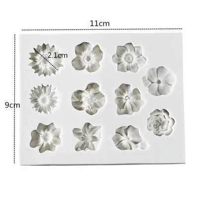 Silicone Mini Flower Molds - Sunflower & Rose Cake Decorating 11 cm