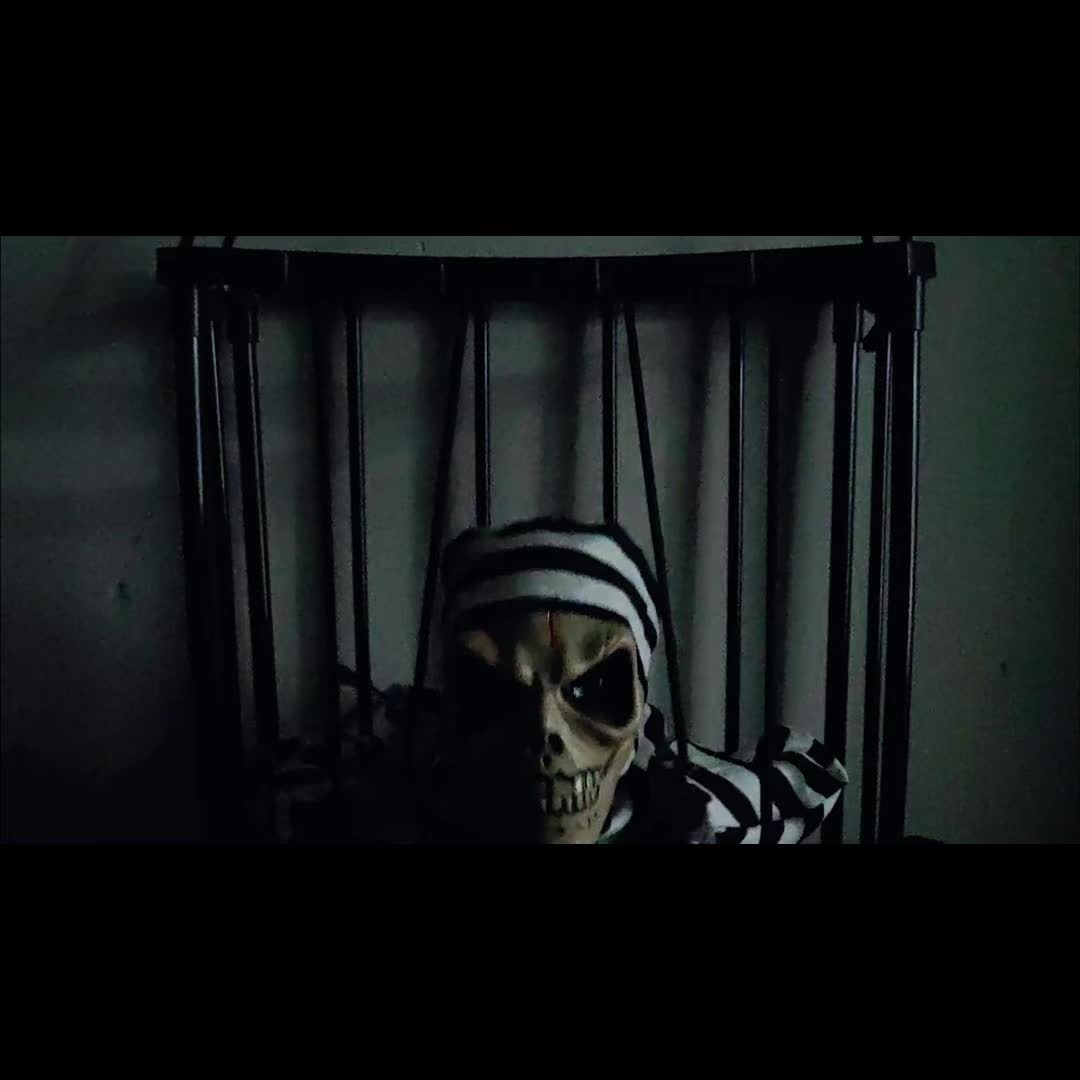 Animated Screaming Skeleton Prop with Motion Sensor – Hanging Halloween Decor