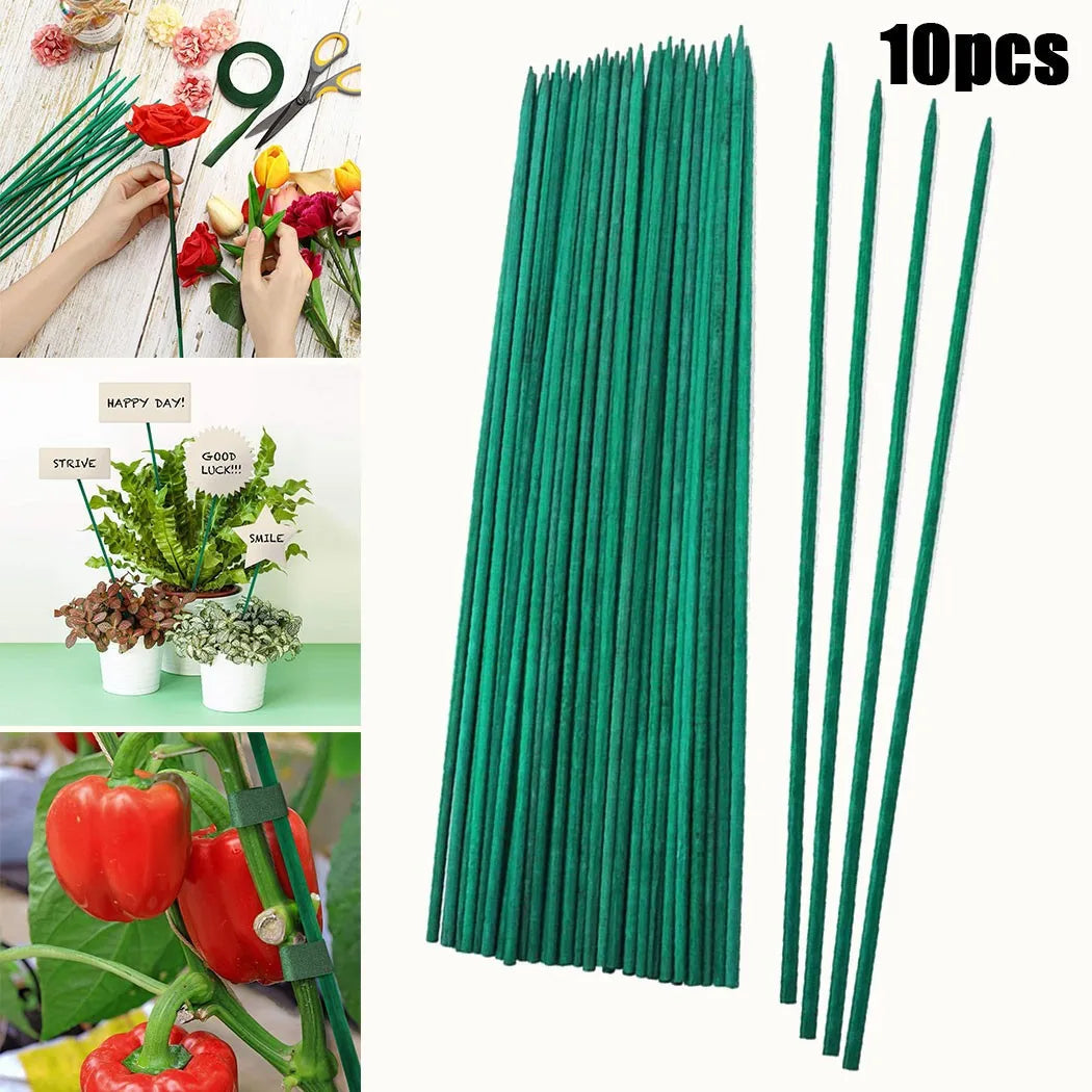 Bamboo Plant Stakes Set of 10 - 40 cm Green Garden Support