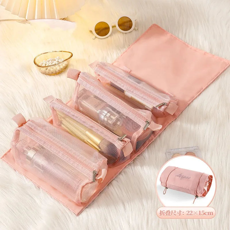4-in-1 Removable Cosmetic Organizer Bag | Spacious & Portable | Foldable Travel Beauty Case