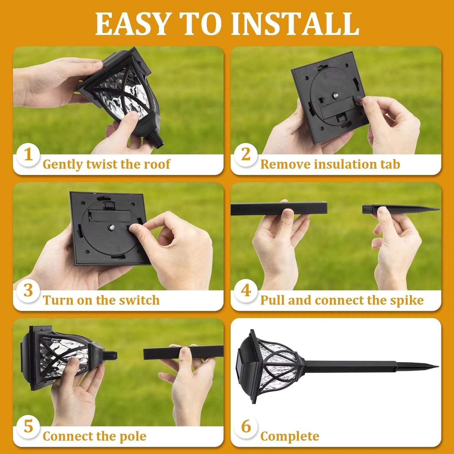 Solar LED Garden Lights | 2-Pack | IP44 Waterproof | Warm White for Lawns & Pathways