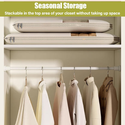 Space-Saving Hanging Storage Bag for Clothes | Compression Zip Design | Dust Protection, Clear | Sizes M–XL