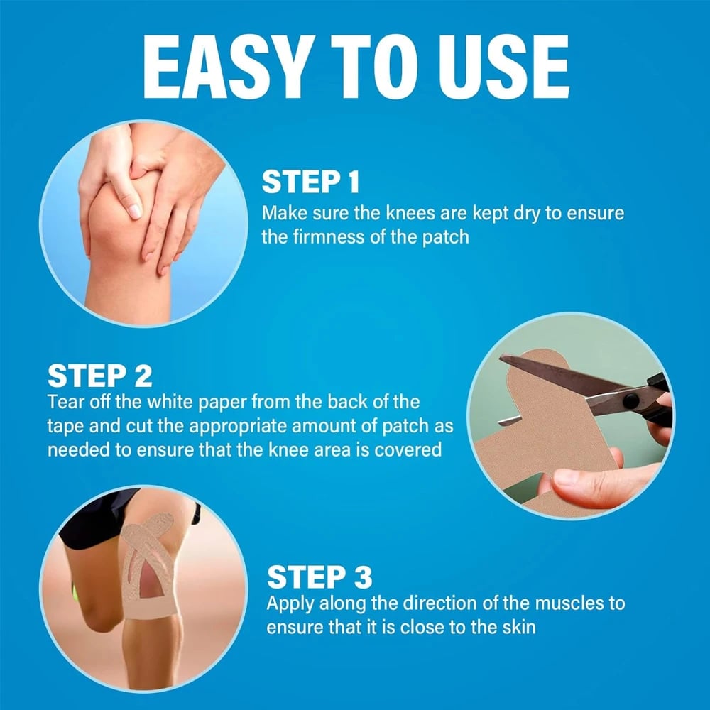 Pre-Cut Support Strips for Knee Relief | 150% Stretch & Non-Slip