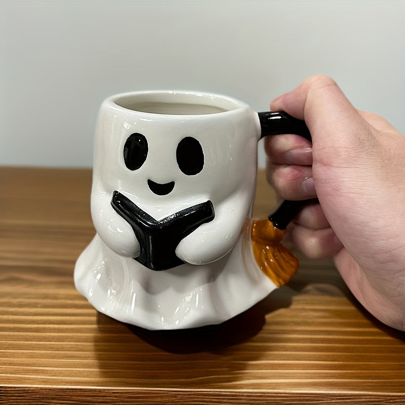Ceramic Mug featuring Laughing Ghost Design for Halloween