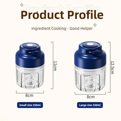 Electric Mini Chopper - USB Powered Food Processor with 6-Blade System, 320 ml