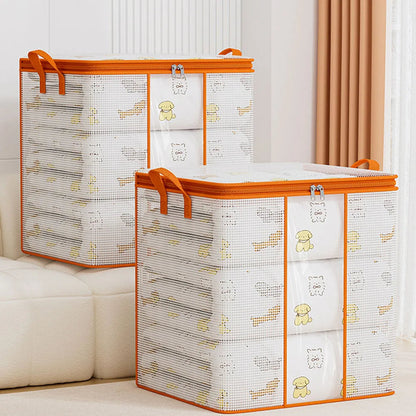 Transparent Storage Bag for Clothes | Zippered Folding Duvet and Pillowcase Bag with Large Capacity