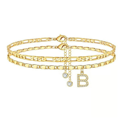 Customizable Layered Anklet | Adjustable & Hypoallergenic | Gold/Silver | 21.5 cm + 5 cm