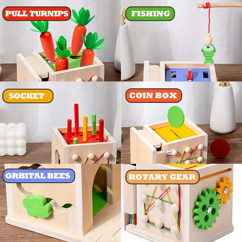 8-in-1 Wooden Montessori Play Box – Educational Toy for Infants