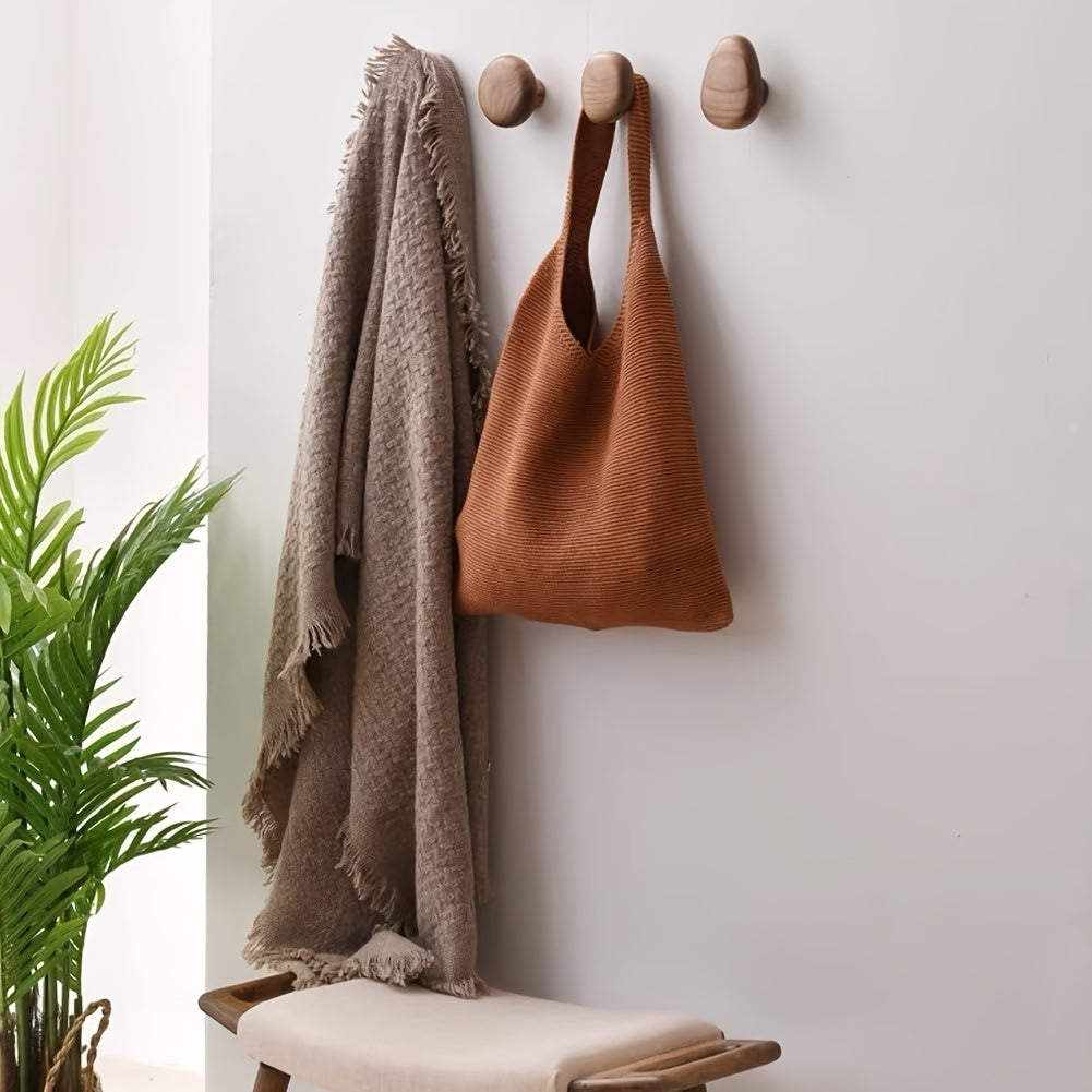 Handcrafted Wall Hook Set in Walnut and Beech Wood