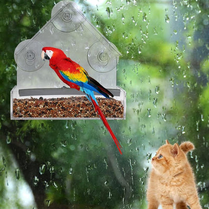 Window Bird Feeder with 3 Suction Cups | Clear Acrylic for Birdwatching | Open Design | Easy to Fill & Clean
