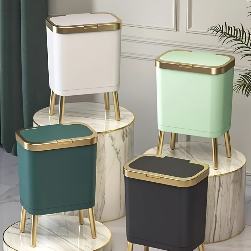 Slim Bathroom Waste Bin with Odor-Sealing Lid – 15L Trash Can