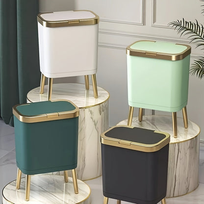 Slim Bathroom Waste Bin with Odor-Sealing Lid – 15L Trash Can