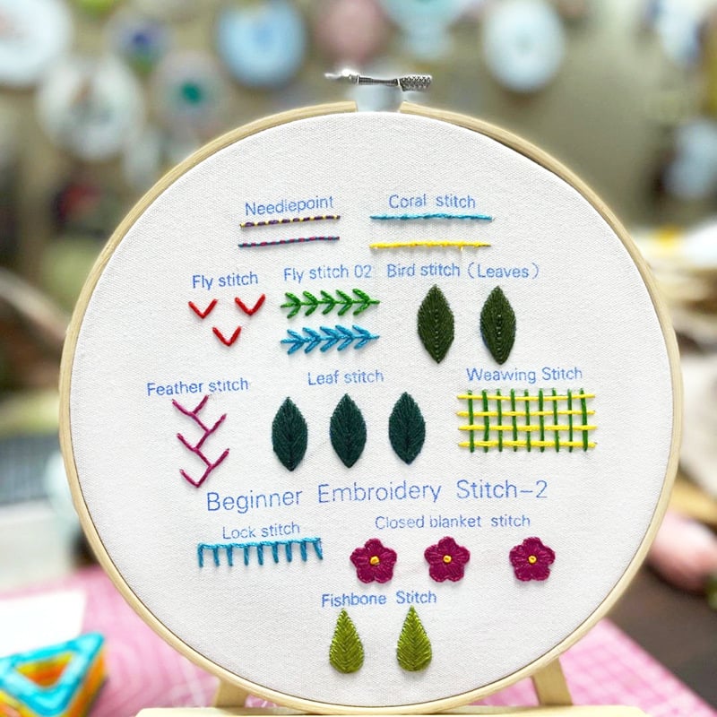 Beginner Embroidery Kit with Washable Patterns | Adjustable Bamboo Frame