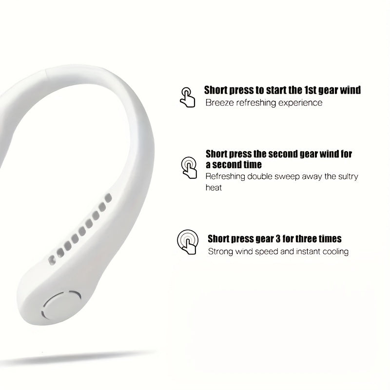 Portable Bladeless Neck Fan - Rechargeable Mini Air Cooler with 3 Speeds