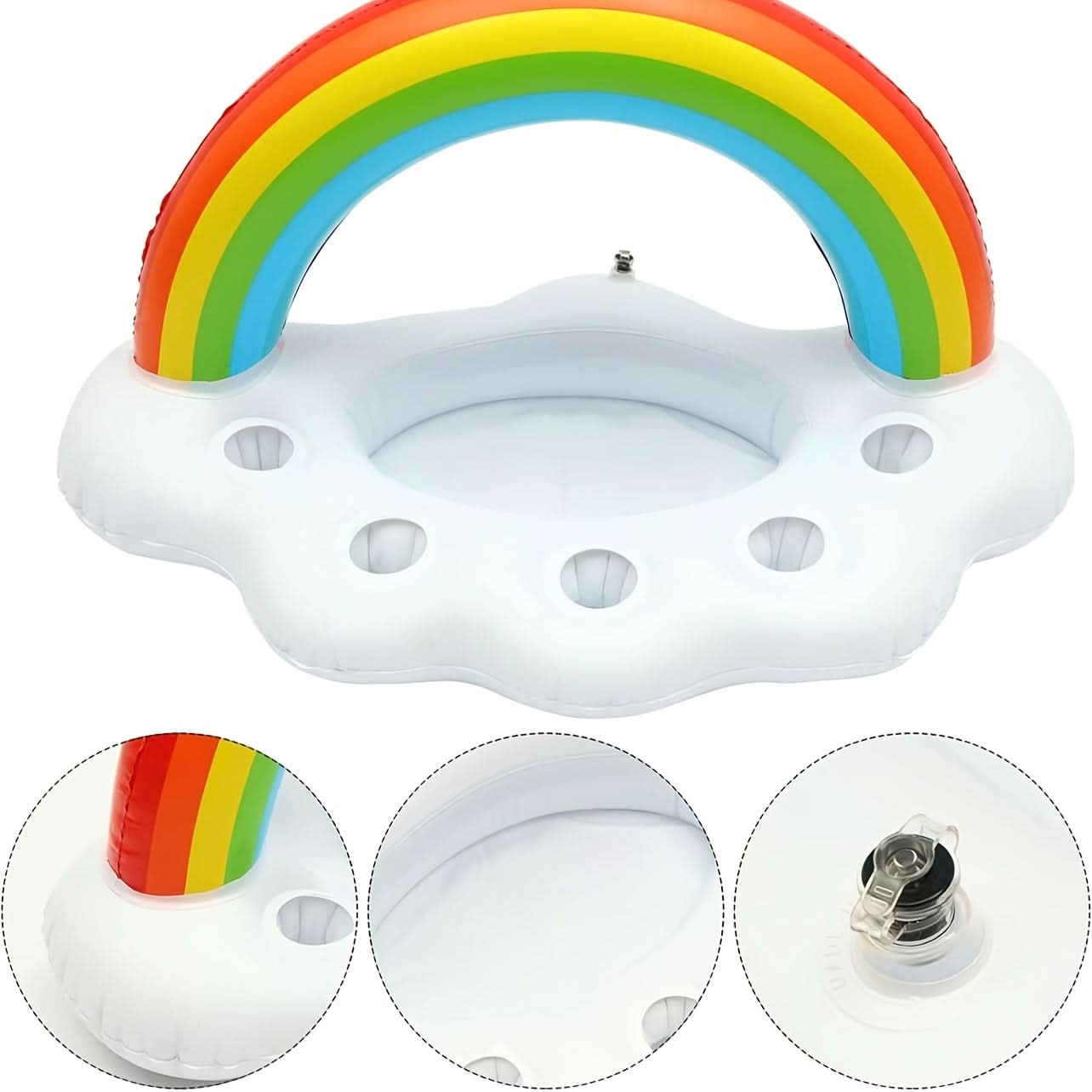 Inflatable Rainbow Drink Holder for Pool and Beach