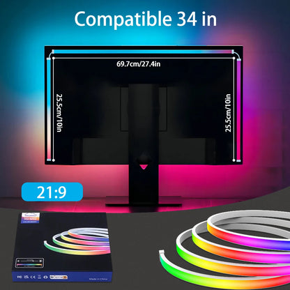 RGB LED Monitor Light Bar - USB Powered Background Lighting for 24-34 Inch Screens