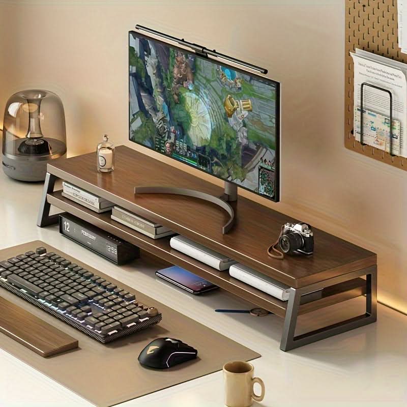 Monitor Stand for Improved Desk Organization and Height Adjustment