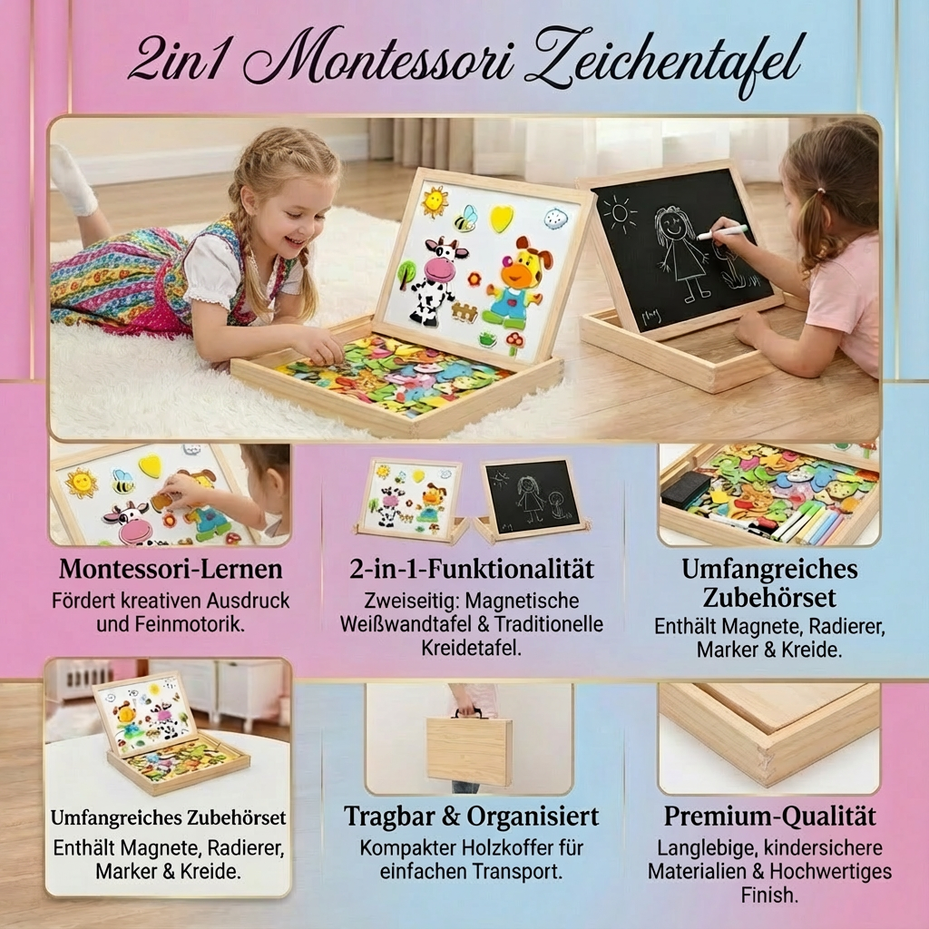 2-in-1 Drawing Board for Kids - Montessori Educational Toy