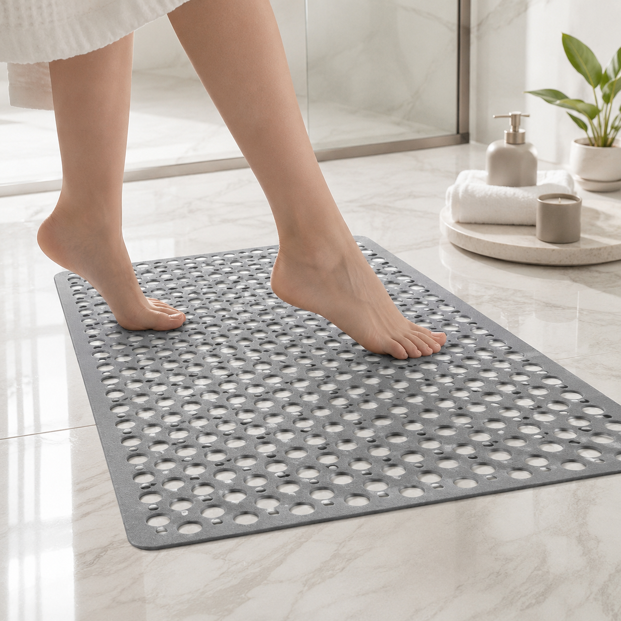 Drainage Hole Shower Mat with Non-Slip Design