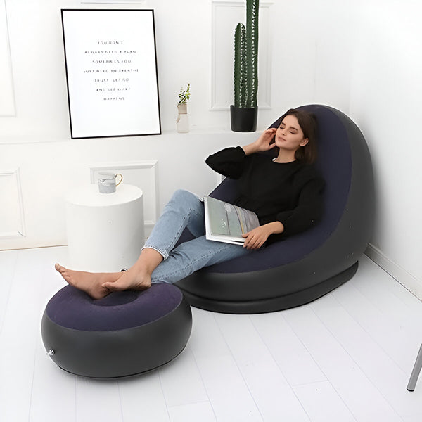 Inflatable Lounge Chair with Footrest for Indoor and Outdoor Relaxation
