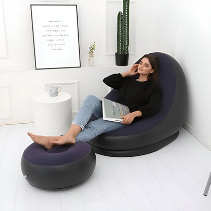 Inflatable Lounge Chair with Footrest for Indoor and Outdoor Relaxation