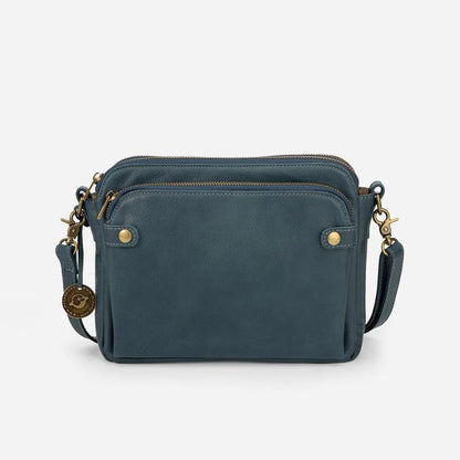 Three-Tiered Leather Crossbody and Clutch Bag in Vintage Style