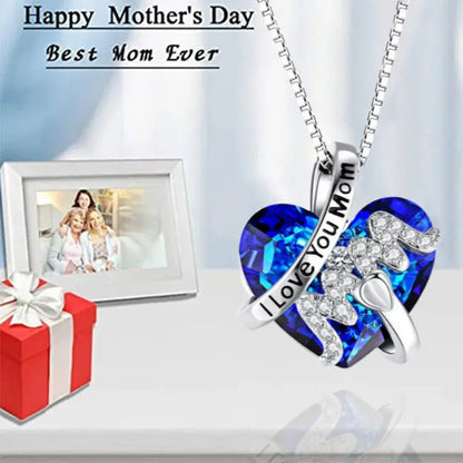 Elegant Crystal Heart Necklace Gift for Mother's Day