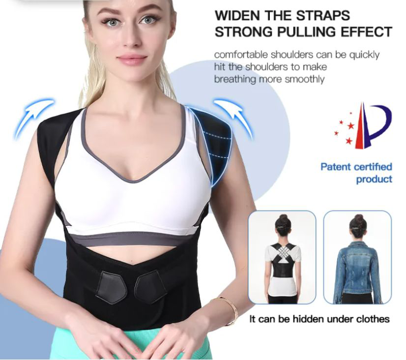 Posture Correction Belt for Immediate Back and Shoulder Support - Black