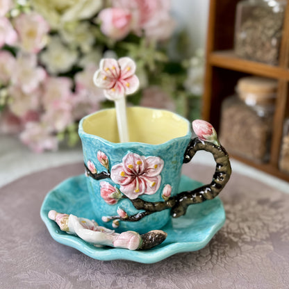 Ceramic Cup and Saucer Set – Hand-painted 3D Van Gogh Inspired Art