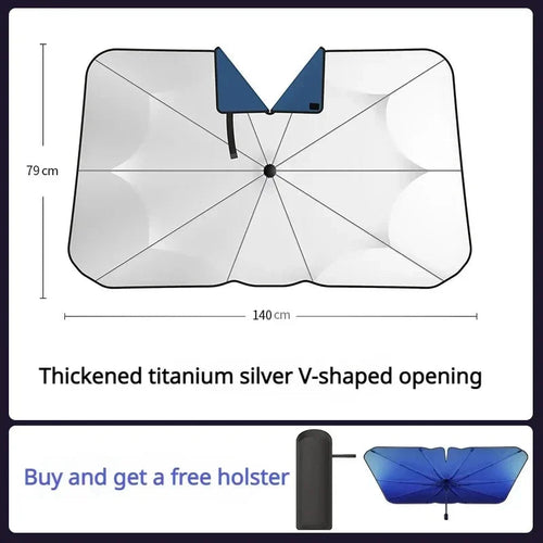 Foldable Car Sunshade with V-Collar | UV and Heat Protection for Windshields