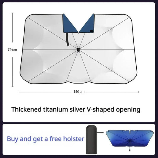 Foldable Car Sunshade with V-Collar | UV and Heat Protection for Windshields