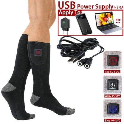 Heated Socks with USB Recharge – Adjustable Temperature for Men & Women