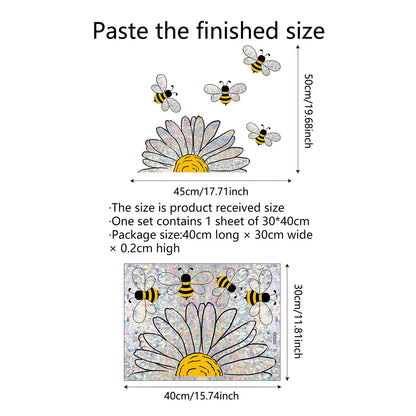 Bee and Sunflower Window Sticker | Rainbow Effect | Electrostatic PVC