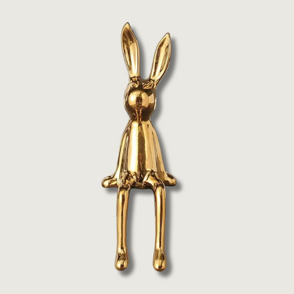 Gold Metallic Rabbit Statue for Decorative Shelf Display