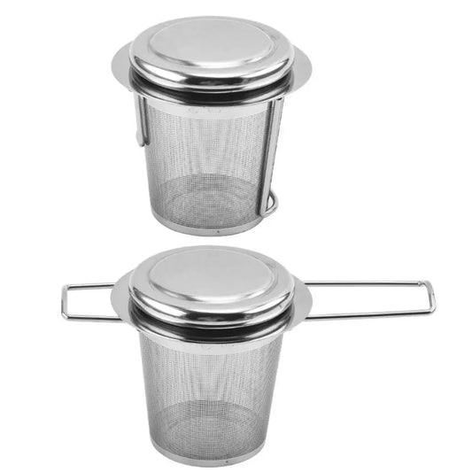 Collapsible Stainless Steel Tea Infuser with Lid and Dual Handles - 9.5x4.8x9.5 cm