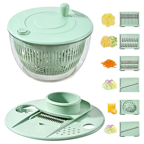 Versatile Salad Spinner with Multi-Cutting Inserts for Effortless Meal Prep
