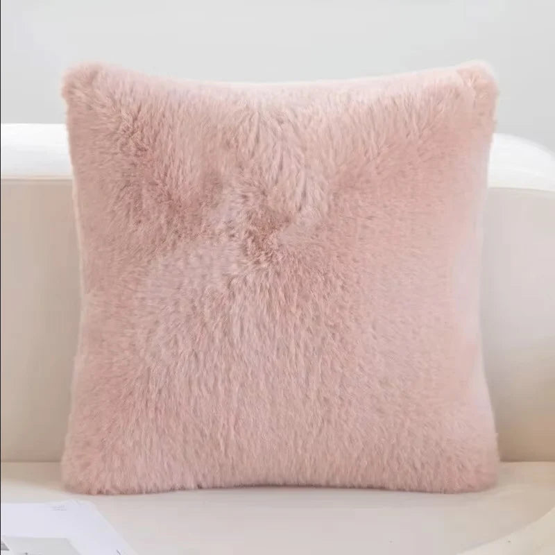 Ultra-Soft Rabbit Plush Pillow Cover | Warm & Luxurious | 45x45 cm for Bed & Sofa