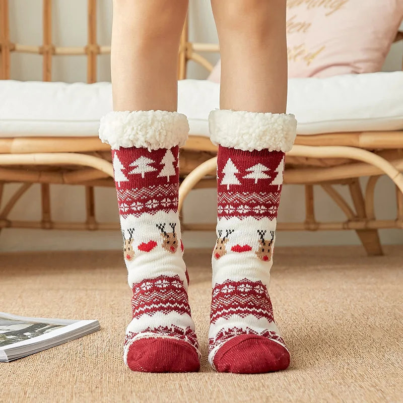 Women's Cozy Winter Socks – Soft, Warm & Non-Slip | Penguin, Reindeer & Bear Designs | Perfect Christmas Gift