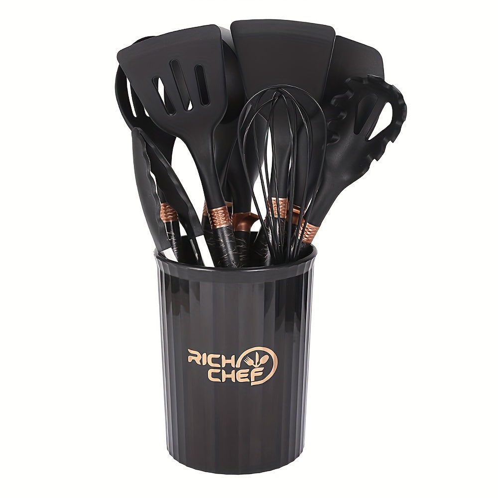 Cooking Tools Set with Wooden Handles – Silicone Kitchen Utensils