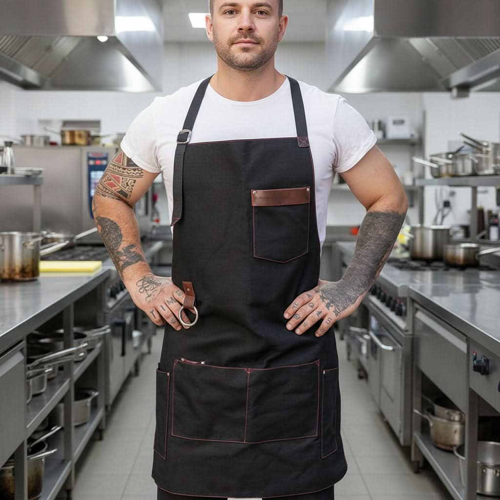 Thick Canvas Apron for Chefs with Multiple Pockets