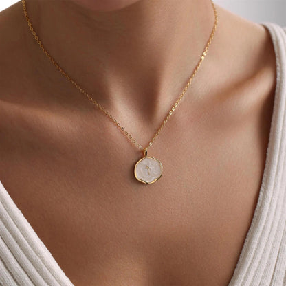 Elegant Gold Necklace with Cross Pendant and Pearl Finish