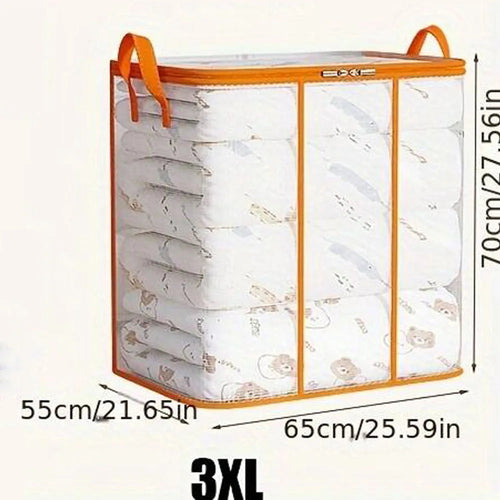 Transparent Storage Bag for Clothes | Zippered Folding Duvet and Pillowcase Bag with Large Capacity