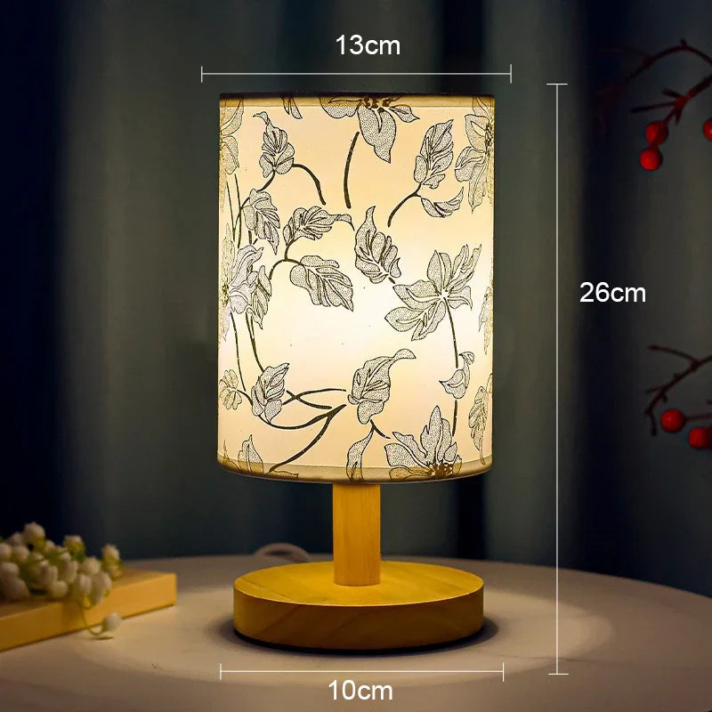 LED Table Lamp with Plum Blossom Design | Dimmable | Chinese Fabric Shade | Warm White Light | EU Plug