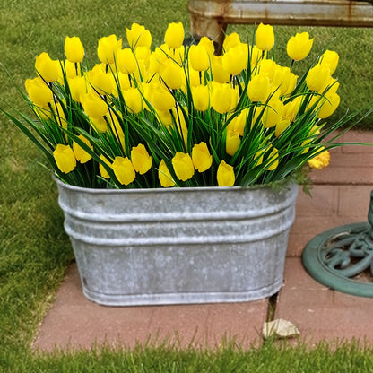 6-Pack Artificial Tulip Bouquets – UV-Resistant and Realistic for Home and Garden Decor