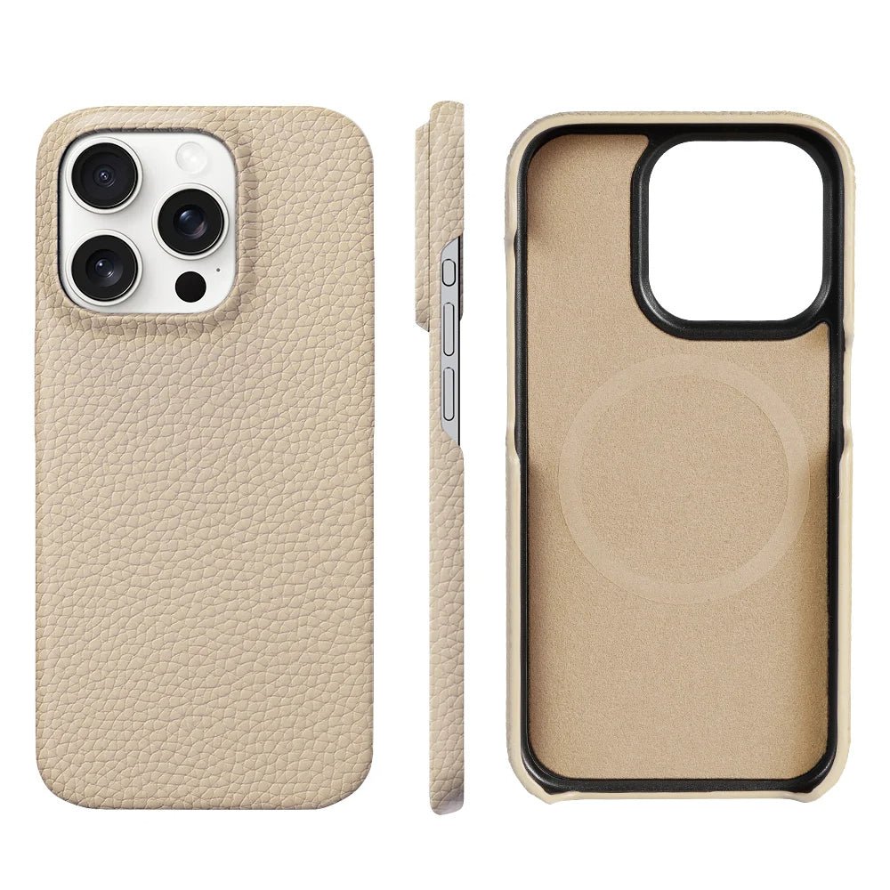 Leather iPhone Cover with MagSafe, Camera Guard, Microfiber Interior, Slim Design