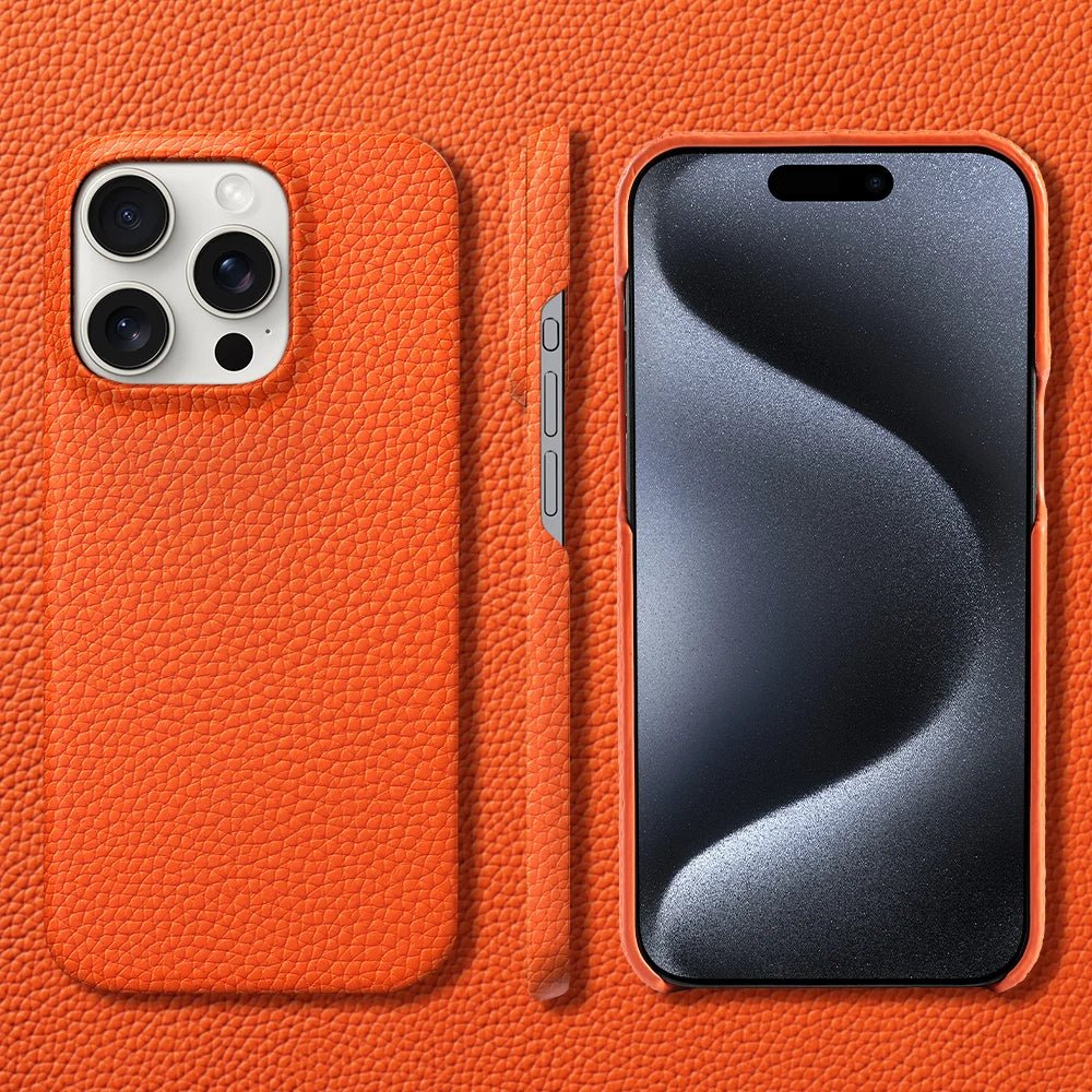 Leather iPhone Cover with MagSafe, Camera Guard, Microfiber Interior, Slim Design